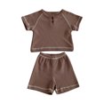thumbnail image 2 of Toddlers Boys 2 Piece Outfits Sets 4M-3Y Newborn Kids Casual Solid Short Sleeve Tops and Shorts Comfort Going-Out Loungewear Set, 2 of 8