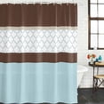 thumbnail image 3 of Blue Brown Morocco Waterproof Fabric Shower Curtain,Geometric Stripes Aqua Stitching Waterproof Fabric Shower Curtain for Bathroom Curtains Bathtubs Hotel Shower Curtains with 12 Hooks Long 72x78in, 3 of 8