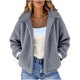 thumbnail image 2 of HongQid Women's Coat Casual Lapel Fleece Fuzzy Faux Shearling Zipper Coats Warm Winter Cropped Outwear Jackets, 2 of 8