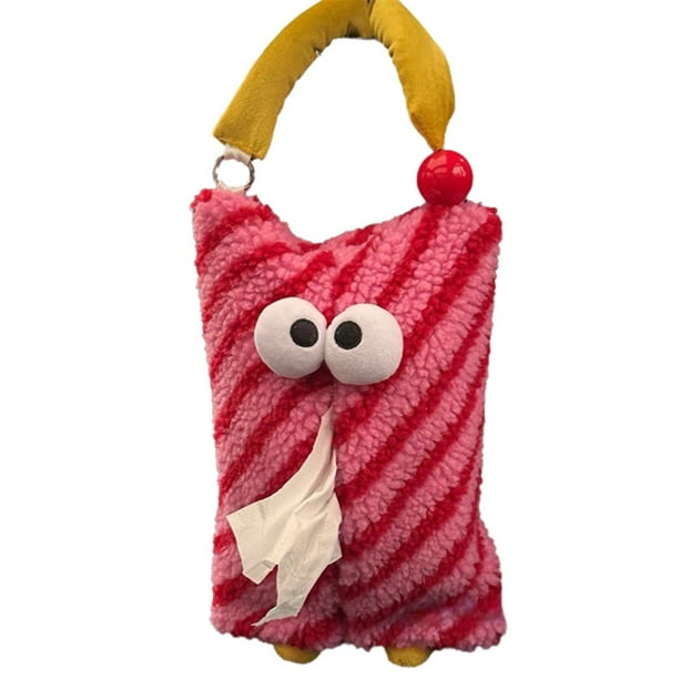 Caja de Pañuelos de Caja de Pañuelos para Automóvil Cajón de Peluche Femenino Bolsa de Pañuelos para el Hogar Caja de Pañuelos Colgante A