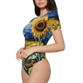 thumbnail image 3 of Picia Starry Sky Sunflower Womens One Piece Swimsuits Modest Tummy Control Bathing Suits Lace Up Slimming Swim Suit-Large, 3 of 9