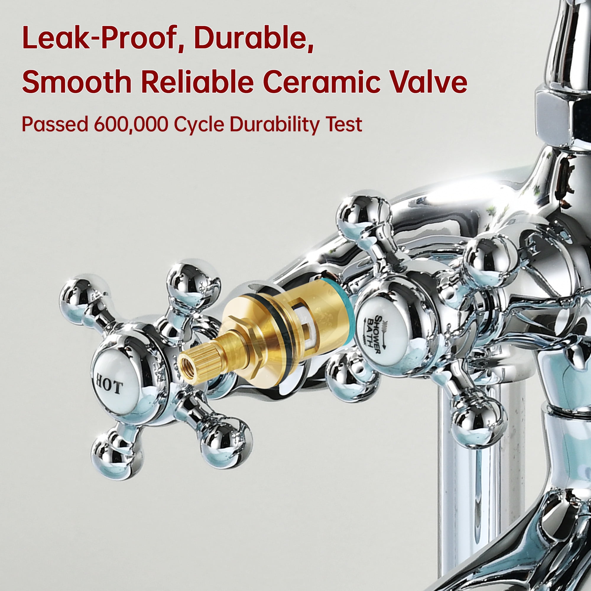 SUMERAIN Waterfall Freestanding Bathtub Faucet with Hand Shower, Antique High Flow Floor Mount Tub Filler, Chrome Finish