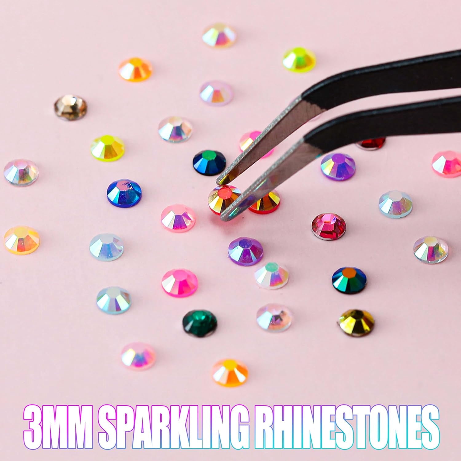 24000Pcs Bedazzling Kit for 60 Colors Rhinestones with 5 Box Diamond Art, 4mm Flatback Gems with 4×10ml B7000 Jewelry Glue Tweezers & Pickup Pen, Perfect for Nail Art, Crafting, Clothing