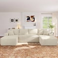 thumbnail image 2 of Muumblus 133" Modular Sectional Sofa with 2 Chaise Lounge, U-Shaped Oversized Boneless Cloud Couch, Beige Corduroy Sleeper Sofa for Living Room, 2 of 12
