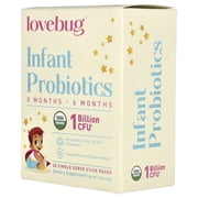 LoveBug Probiotics Organic Infant Probiotic Powder, 0-6 Months, Helps with Colic, Reflux, Diarrhea, Constipation & Gas, 30 Packets
