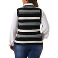 thumbnail image 3 of Agnes Orinda Plus Size Sweaters for Women Sleeveless Casual Outfits V-Neck Striped Knit Sweater Vests 4X Black, 3 of 6