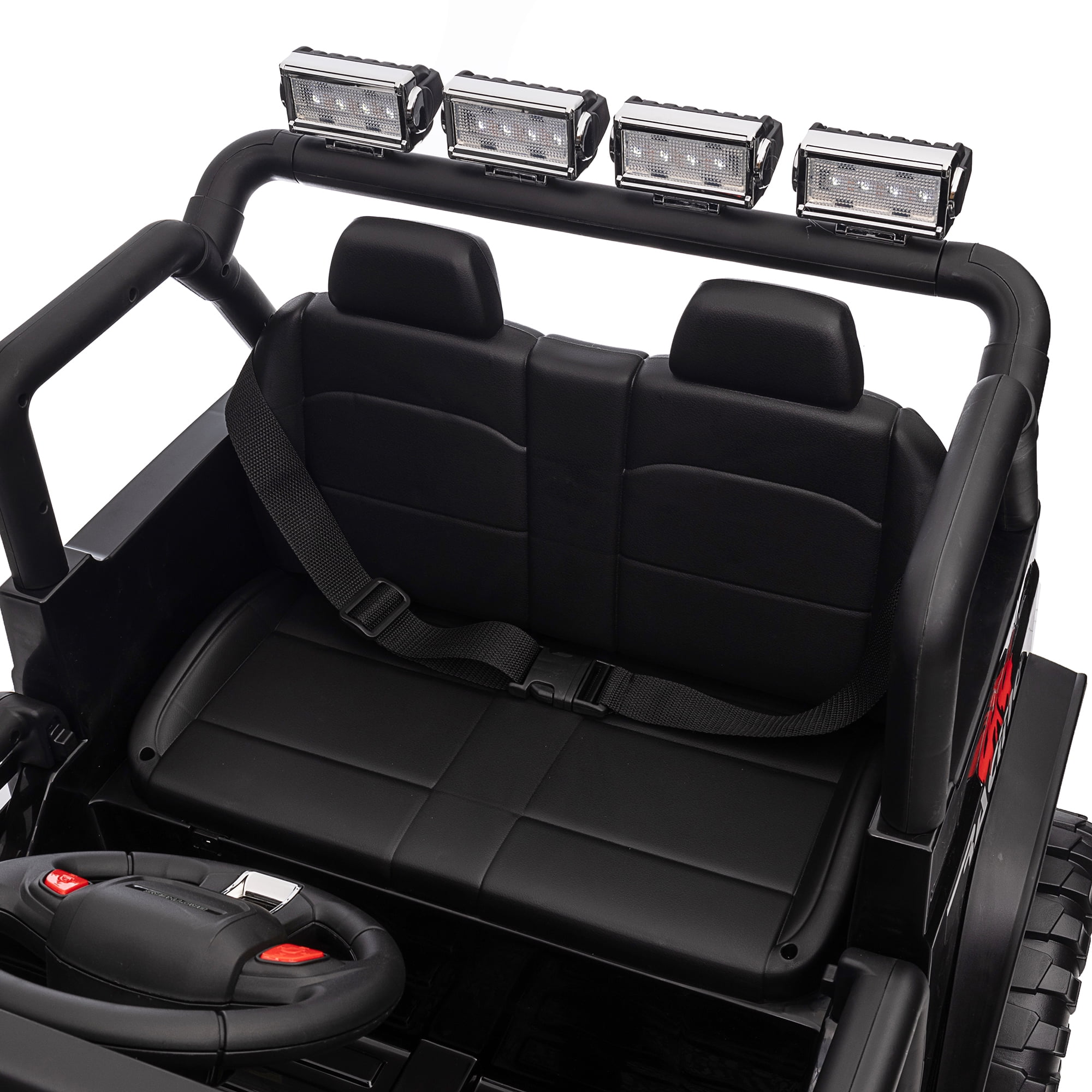 Joyracer 12V Kids Ride on Truck Car with Parent Remote Control & 2 Seater, 5.5AH Battery Powered Toy Car w/ 4 Large Wheels, Spring Suspension, 3 Speeds, LED Lights, Bluetooth for Girl Boy Black