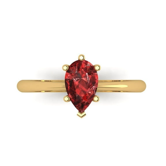 Solitaire Engagement Ring for Women - 1ct Natural Garnet in 14K Yellow Gold Promise Ring