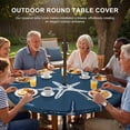 thumbnail image 3 of Round Outdoor Tablecloth with Umbrella Hole and Zipper, Vintage Slate Blue Starfish Tablecloth with Elastic Waterproof, Summer Coastal Beach Marine Life Patio Table Covers for 45" - 54" Pool Tables, 3 of 9