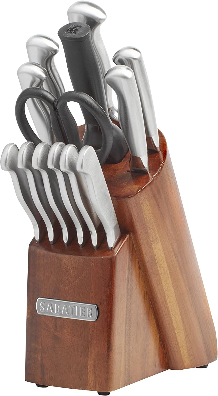 Sabatier 14Piece Stainless Steel Hollow Handle Knife Block Set, Acacia