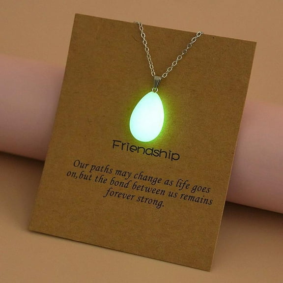 Ke1Clo Luminous Crystal Necklace for Women under $5! Fluorescent Pendant that Glows in Dark Hexagonal Stone Chain Gift