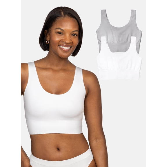 Fruit of the Loom Women's Seamless Comfy Longline Back Smoothing Bra, 2-Pack, Style FT989, Sizes S to 4X