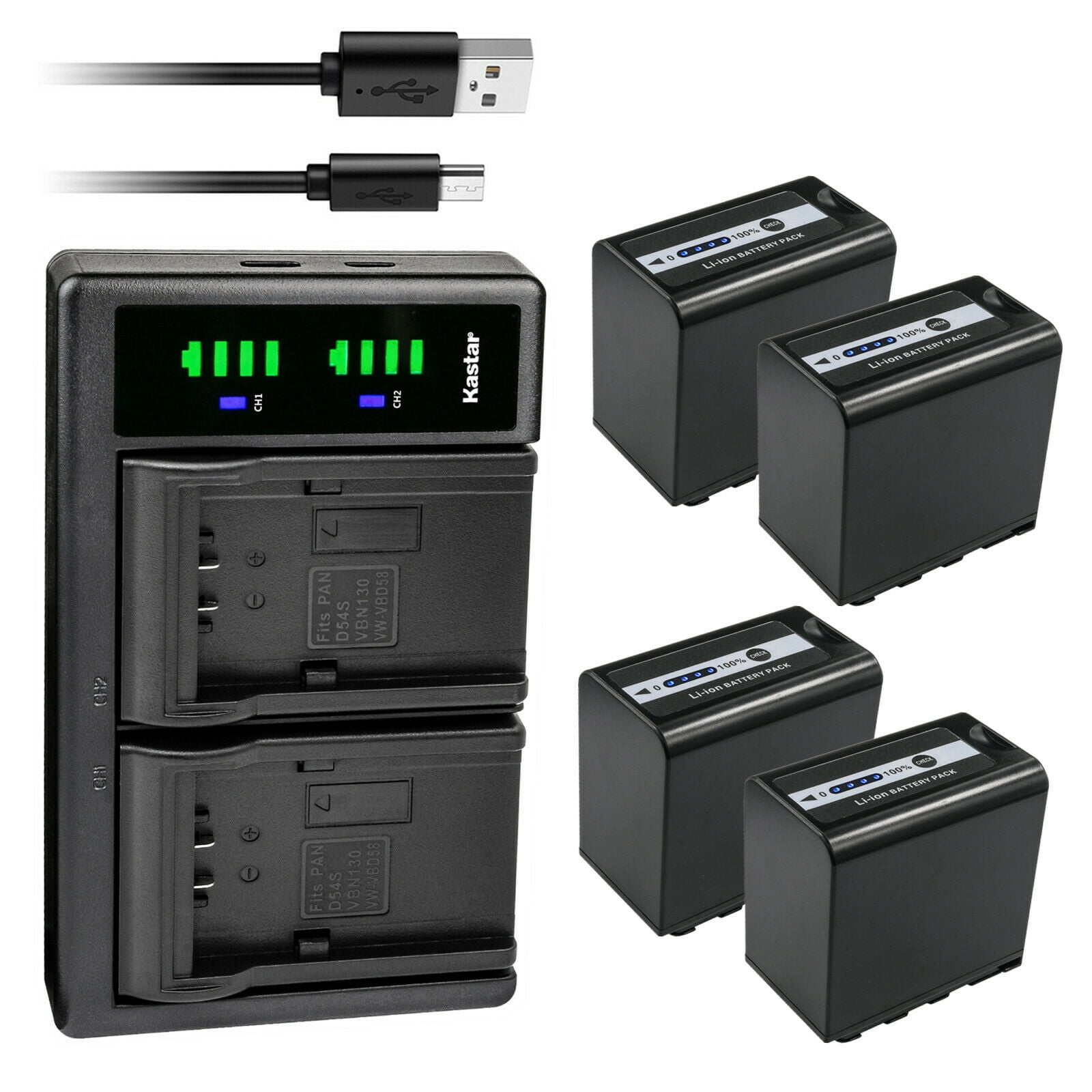 Kastar 4Pack AGVBR89G Battery and LTD2 USB Charger Compatible with