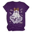 thumbnail image 4 of enyan Cute Ghost Womens Halloween Shirts Cute Ghost Shirt Fall Tshirt Fashion Lover Graphic Tees casual Short Sleeve Tops Purple,2XL, 4 of 6