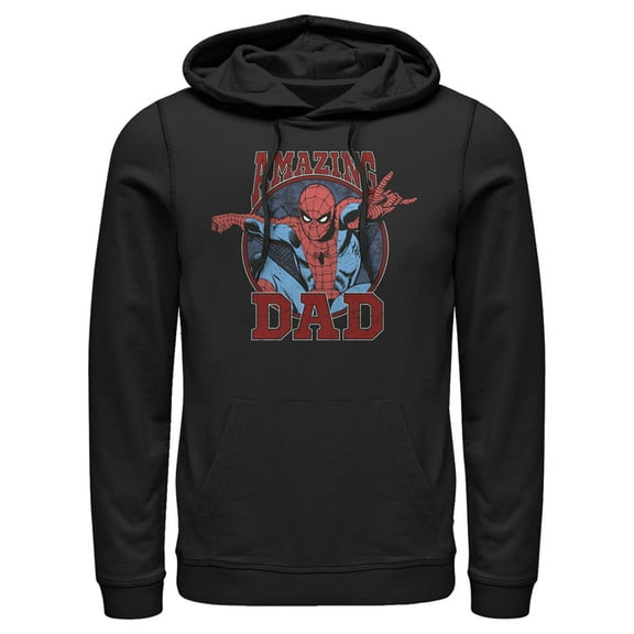 Men's Marvel Spider-Man Amazing Dad Pull Over Hoodie Black Large