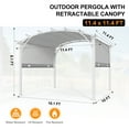 thumbnail image 2 of 11.4'x11.4' Arched Top Outdoor Pergola with Retractable Texilene Top, Patio Steel Frame Sun Shade Canopy, Gray, 2 of 7