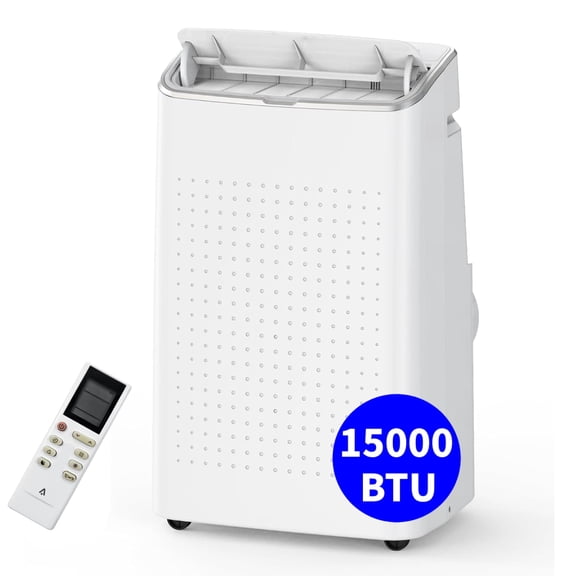 Missky 15000 BTU Portable Air Conditioner, Stand up AC Unit with Remote Control & Window Kit for Rooms up to 850 Sq.ft, White