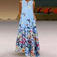 thumbnail image 3 of Babysbule Womens Summer Dresses, Women Plus Size Butterfly Print Daily Sleeveless Vintage Boho V Neck Maxi Dress, 3 of 9