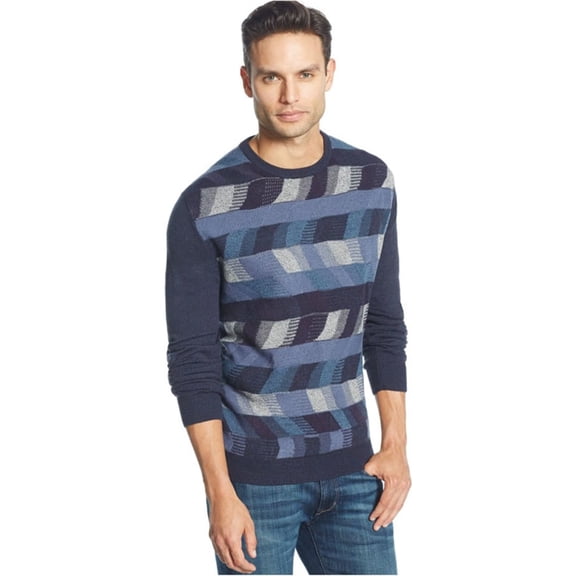 Weatherproof Mens Vintage Box Print Pullover Sweater, Blue, Small