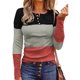 thumbnail image 3 of Camisa base Manga larga Cuello redondo Jersey con botones Tops casuales de moda para mujer Rojo S, 3 of 6