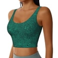 thumbnail image 2 of Balery Teal Marble Sujetadores deportivos con espalda cruzada para mujer, acolchados, sin costuras, de alto impacto, ideales para yoga, gimnasio, entrenamiento y fitness.-Medium, 2 of 8