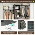 thumbnail image 5 of MAYEERTY Gray 96*16*75"High-Capacity Wardrobe Rack: 3 Drawers, Shelves, Expandable Rods, Stylish & Durable, 5 of 7