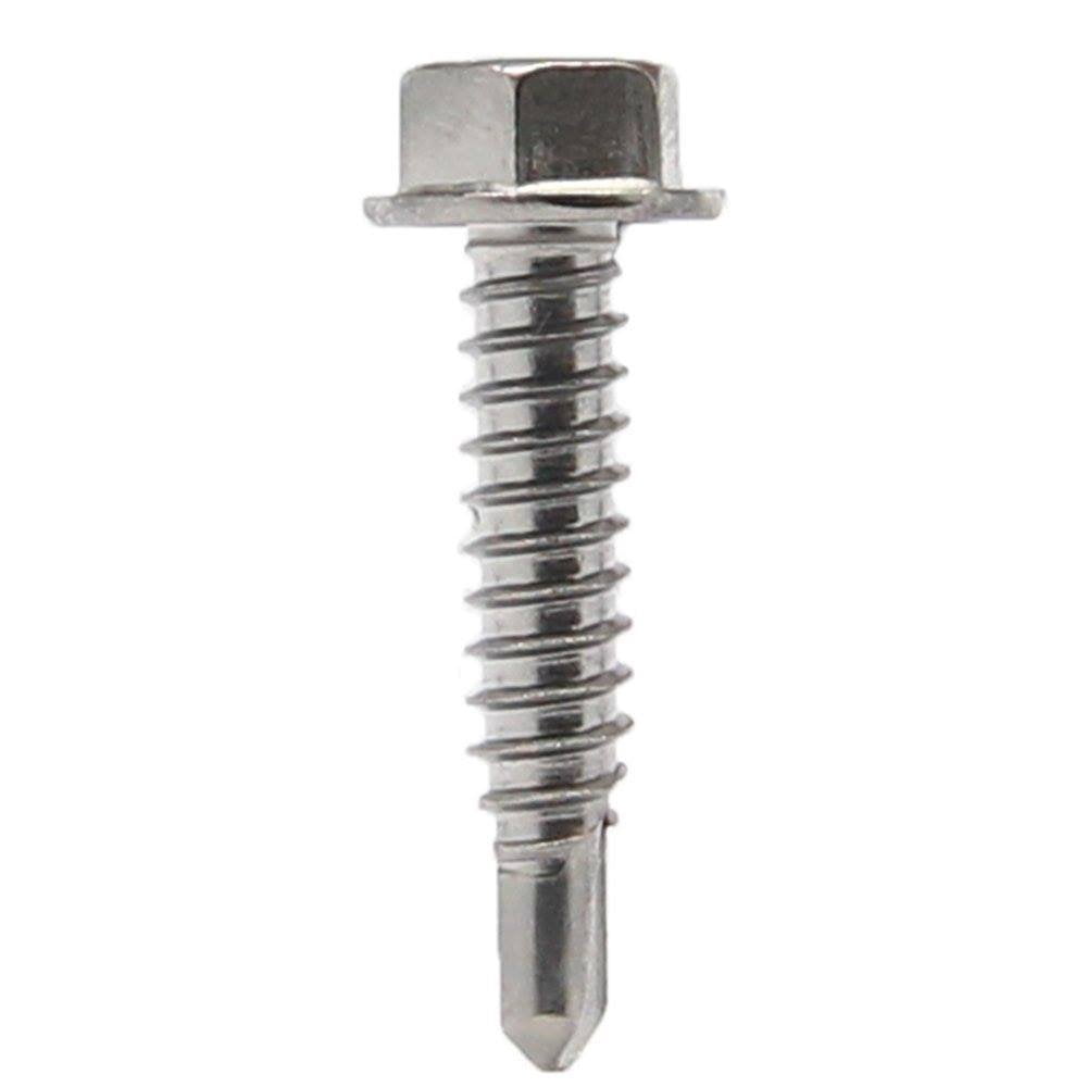 #10 x 3" Hex Washer Head Self Drilling Sheet Metal Tek Screws Qty 50, 410 Stainless Steel, Self Driller Number 10 Size x 3" Length By Fastenere