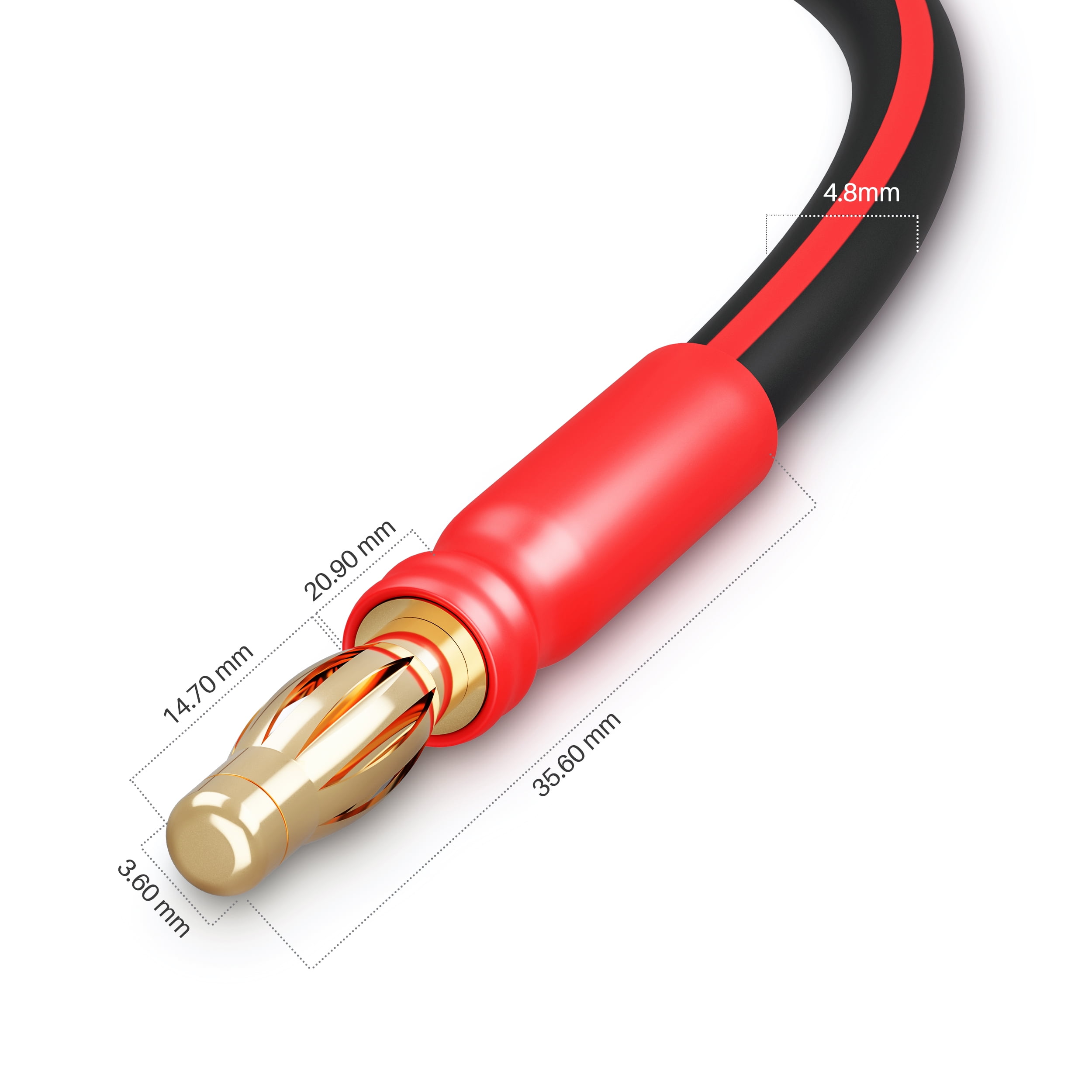 GearIT 14 AWG Speaker Cable Wire with Banana Plugs (2 Pack, 16.4 Feet - 5 Meter) 14Ga Gauge Banana Wire for Bi-Wire Bi-Amp HiFi Surround Sound - 99.9% OFC Copper, Gold Plated Tips - Black, 16.4 Ft