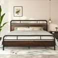 thumbnail image 4 of Allewie Sanders King Size Bed with Wooden Headboard, Vintage Metal Platform Bed, 4 of 7