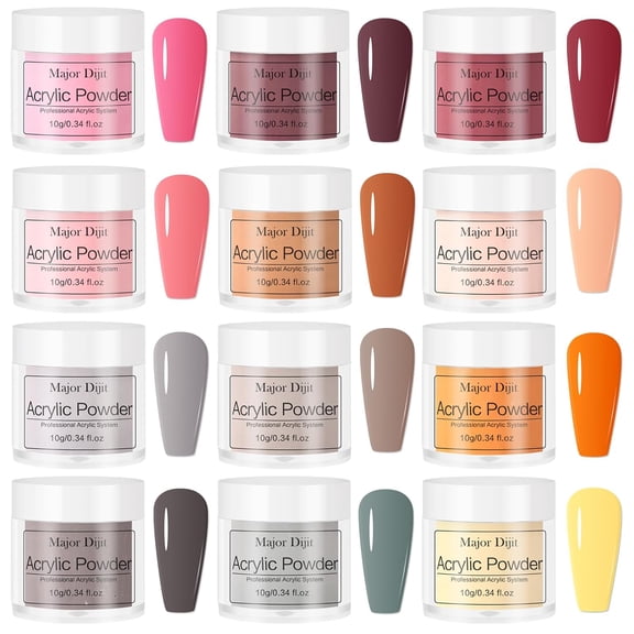 Major Dijit Acrylic Nail Kit with Drill 12 Colors Acrylic Powder Acrylic Liquid Top Coat Base Coat Nail Primer Set for Beginners with Everything  Nail Art Tool Gift Home Salon