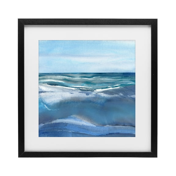Stupell Industries Coastal Calm Seas under Soft Sky Black Framed Print Under Glass, 13 x 13, by Susan Jill