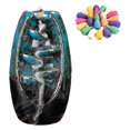 thumbnail image 1 of Quemador de de reflujo, soporte de de humo de cascada de cerámica con 50 conos de para aromaterapia, meditación, decoración Azul 2 Sunnimix Incensario de incienso de reflujo, 1 of 7