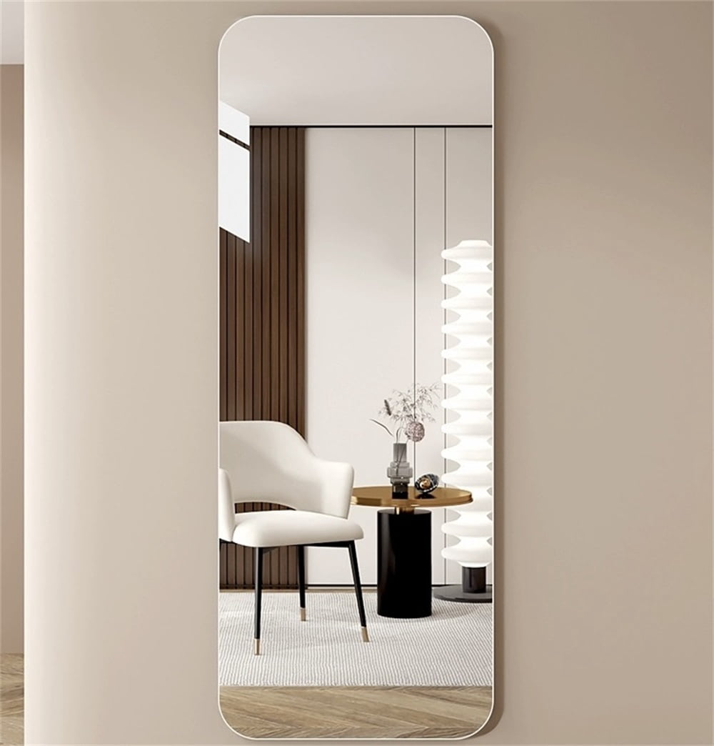 Full Body Mirror with Round Corner Design, Explosion-Proof Glass and Anti-Oxidation Silver Mirror, Wall Mount Mirror for Bedroom and Living Room, 60"x15"