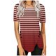 thumbnail image 1 of Blusas de Manga Corta para las Mujeres, Botón Impreso Casual Abajo Cuello Redondo Superior, Tela de Imitación Ligera, 1 of 5