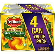 (4 Cans) Del Monte Sliced Peaches, Canned Fruit, 15 oz
