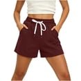 thumbnail image 5 of Byworldtasic Women's Elastic Waist Knee Length Bermuda Shorts with Drawstring Comfort-Fit Casual Shorts, 5 of 6