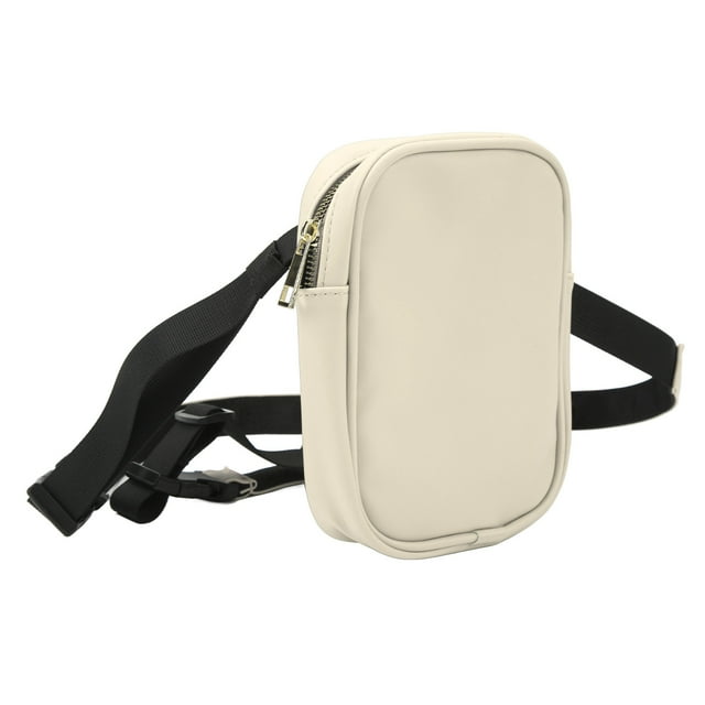 Bolso de pierna de cuero de PU de moda para uso al aire libre, bolso de arnés de muslo de gran capacidad para mujer de color beige