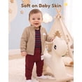 thumbnail image 4 of KIMI BEAR Newborn Baby Boy Layette Set 0-3 Months Winter Clothes 3 Packs Rompers Pants Coat with Hat Gloves Outfits Set Essentials Clothing Brown, 4 of 8