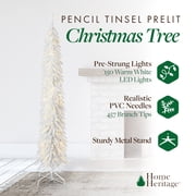 Home Heritage 7 ft Pre-Lit Artificial Christmas Tinsel Tree, 150 LED, White