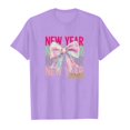 thumbnail image 4 of Shirts for Girls Round Neck Girls' Short-Sleeve Shirts and Tops Letter Graphic Print Fashion Casual Funny Tees Little Girls Clothes 6-7 Years（Purple）, 4 of 4