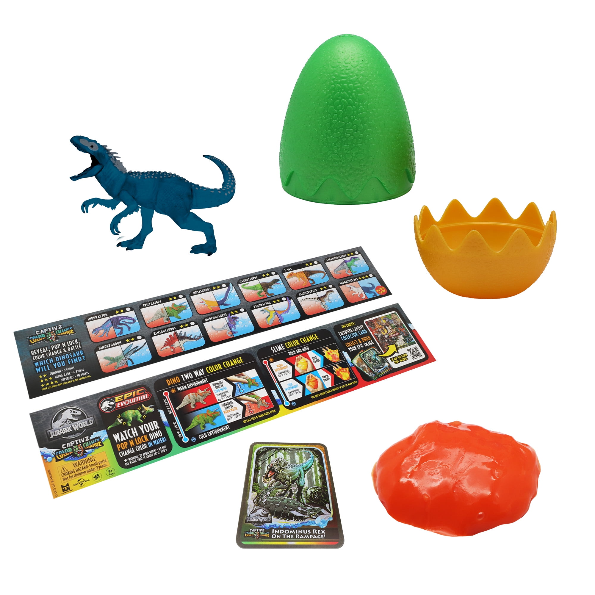 Jurassic World Color Change Dinosaur Edition 3 Pack Slime Egg Designed for Three Years Plus (Unisex) Multicolor Color Dinosaur
