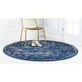 thumbnail image 3 of Unique Loom Assisi Augustus Rug Navy Blue/Black 5' Round Floral Bohemian Perfect For Dining Room Entryway Bed Room, 3 of 8