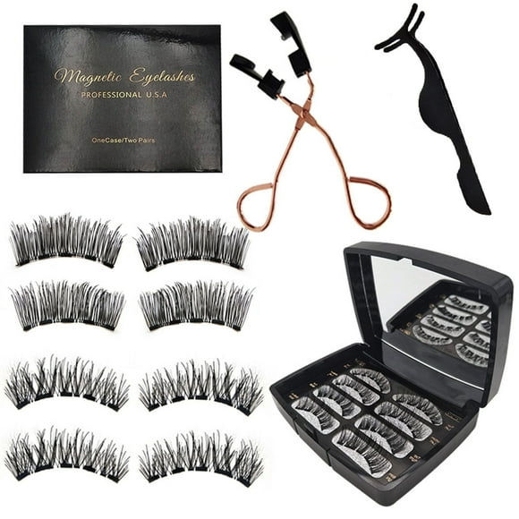 Pestañas postizas magnéticas naturales, reutilizables, aspecto natural, extensiones de pestañas individuales suaves con imanes 3D, pinzas sin pegamento para maquillaje de mujer.