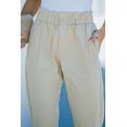 thumbnail image 4 of POGLIP Women's Beige High Rise Paper Bag Waist Pocketed Casual Pants, 4 of 6