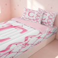 thumbnail image 2 of Erosebridal Letter C Zipper Twin Comforter Sets with Fitted Sheet and 2 Pillowcases, Princess Bowtie Zipper Bedding Set, Pink Reversible, Hot Pink, Pink Reversible, 2 of 7