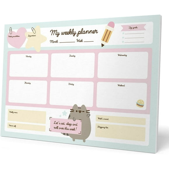 To Do List Notepad Pusheen Calendar A3 | Daily, Weekly Planner | ADHD Planner Pad | 54 Tear-Off Sheets 90 gsm | Pusheen Stationery | Improve Productivity | Task Planner