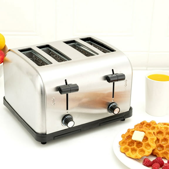 Commercial Manual 4-Slice Toaster, Stainless Steel 120V Electric Toaster, NSF