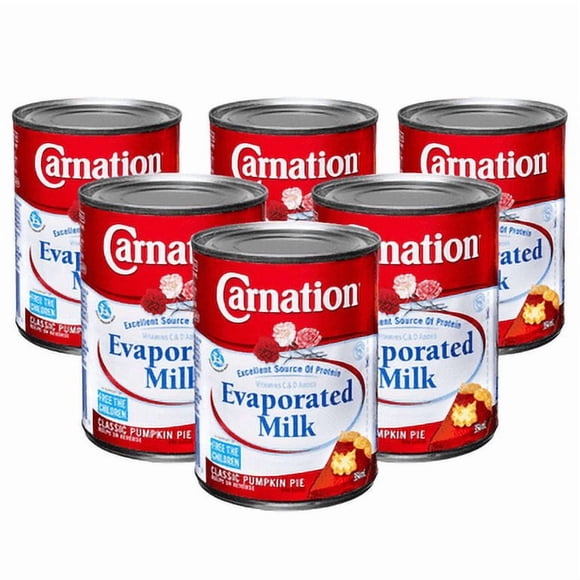 Carnation Lait Évaporé, 6 X 354 ml – Lait Laitier Évaporé en Conserve – Goût Riche et Crémeux pour la Cuisine, la Pâtisserie, le Café, le Thé – Essentiel de Garde-Manger Stable à Température Ambiante