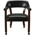 thumbnail image 2 of Bowery Hill Traditional Wood Box Seat Black Vinyl Arm Chair with Casters - Black, 2 of 6