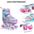 thumbnail image 4 of Patins à Roulettes pour Enfants, 8 Roues Lumineuses et 4 Tailles Ajustables, Patins Quadruples avec Sac de Rangement, Patins à Roulettes Double Rangée Violet, 4 of 5